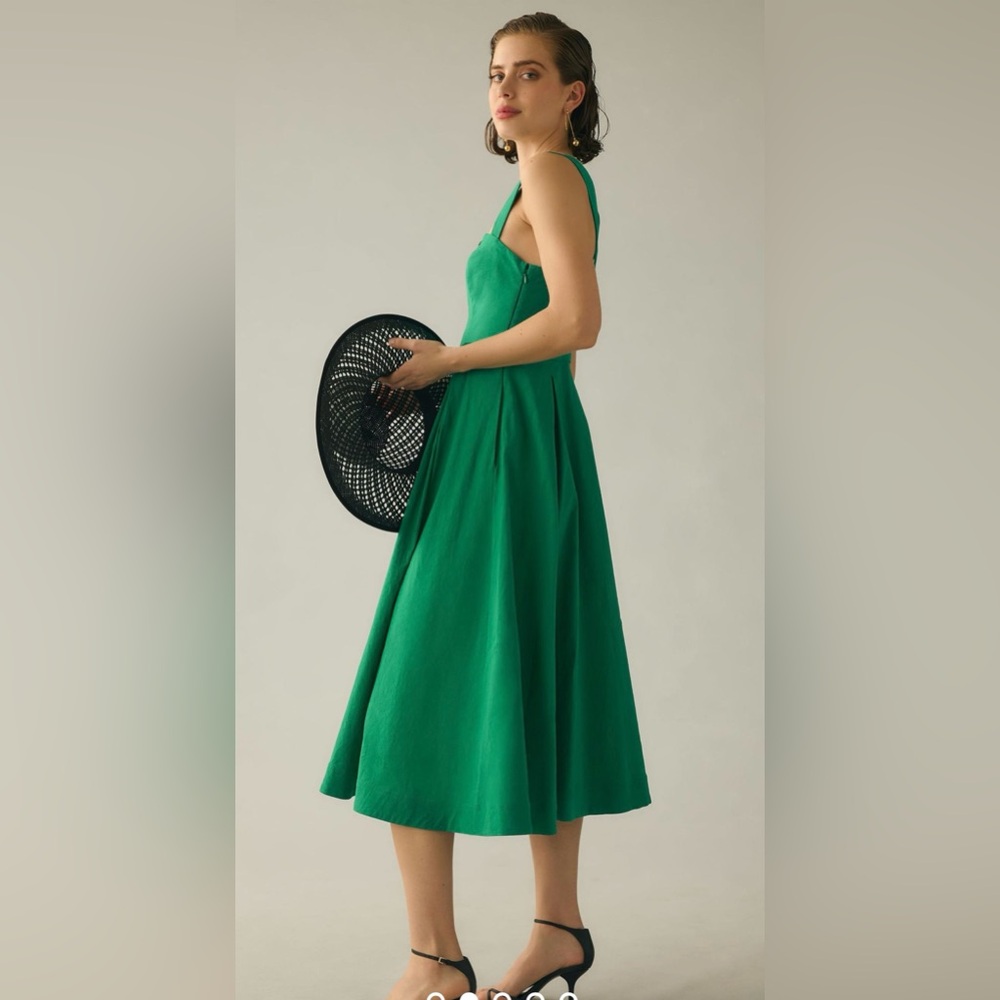 Maeve Green Button-Front Midi Dress - Picture 3 of 9